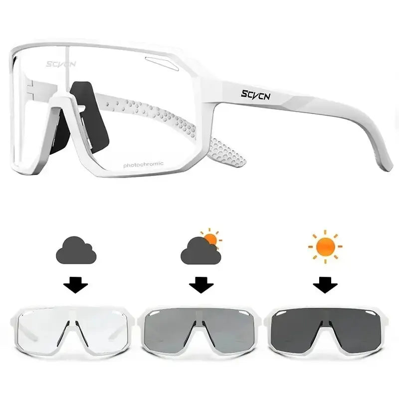 TrailShift Photochromic Cycling Glasses – White