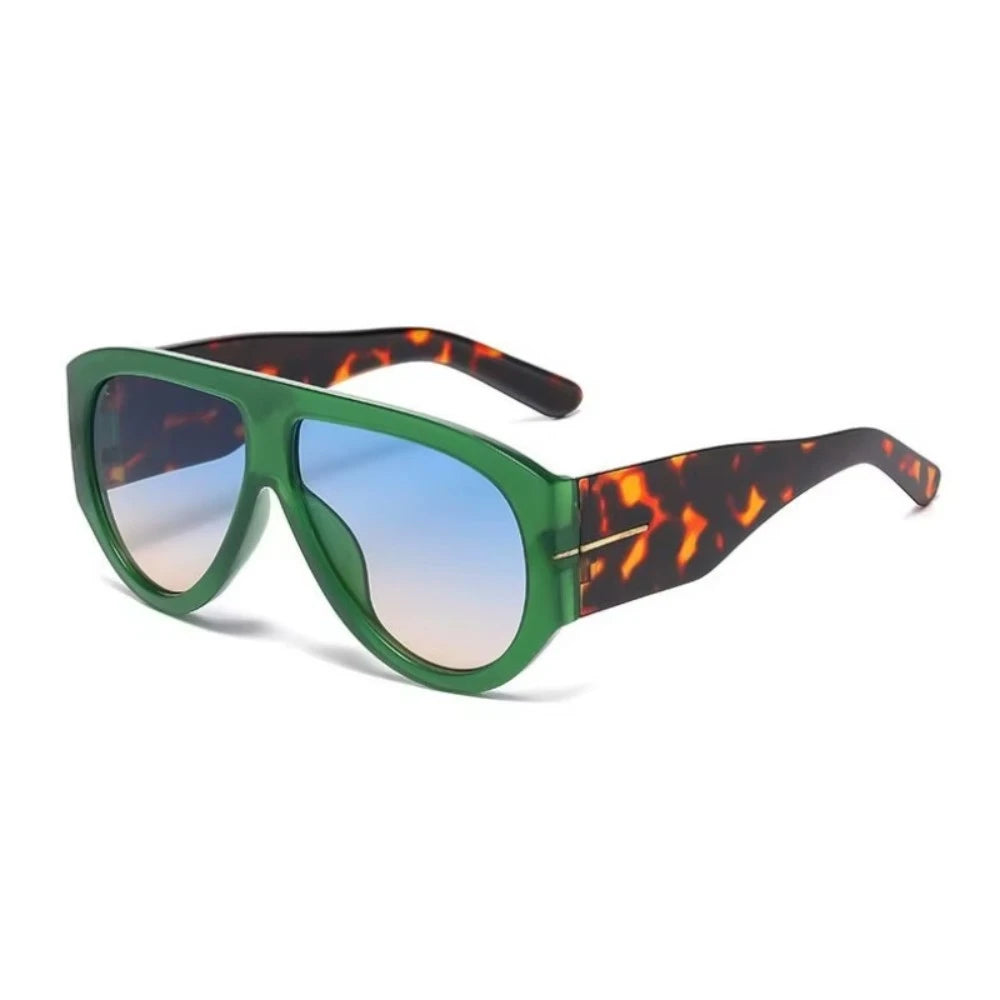 Nova Oversized Cat-Eye – Green Tortoise / Blue Gradient