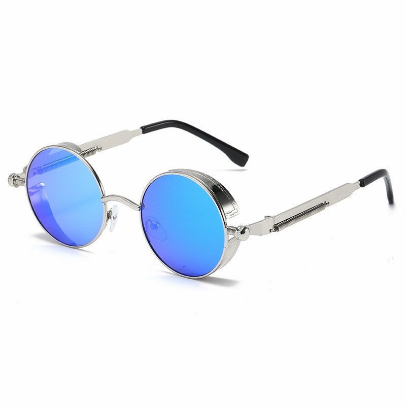 Steampunk Retro-Futuristic Polarized 137mm – Silver / Blue